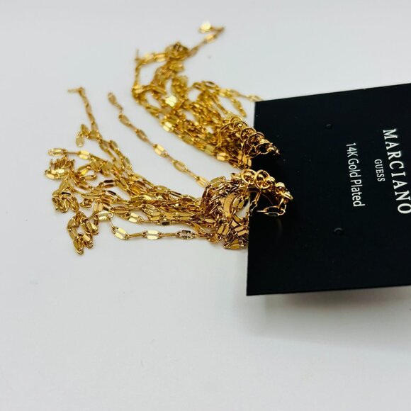 Marciano Guess 14K Gold Plated Chain Tassel Earrings NWT Long Dangle Statement - Picture 3 of 4